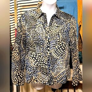 #011 Notations- Crinkle long-sleeve Blouse- Size: XL